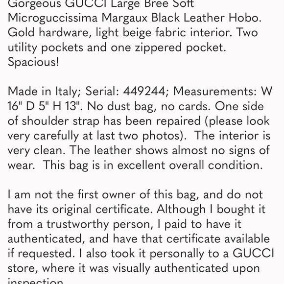 Authentic GUCCI -BLACK LEATHER- Bree soft Microguccissima Margaux leather Hobo - Picture 10 of 10